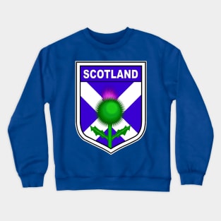 Scotland pride with flag and thistle in shield Crewneck Sweatshirt